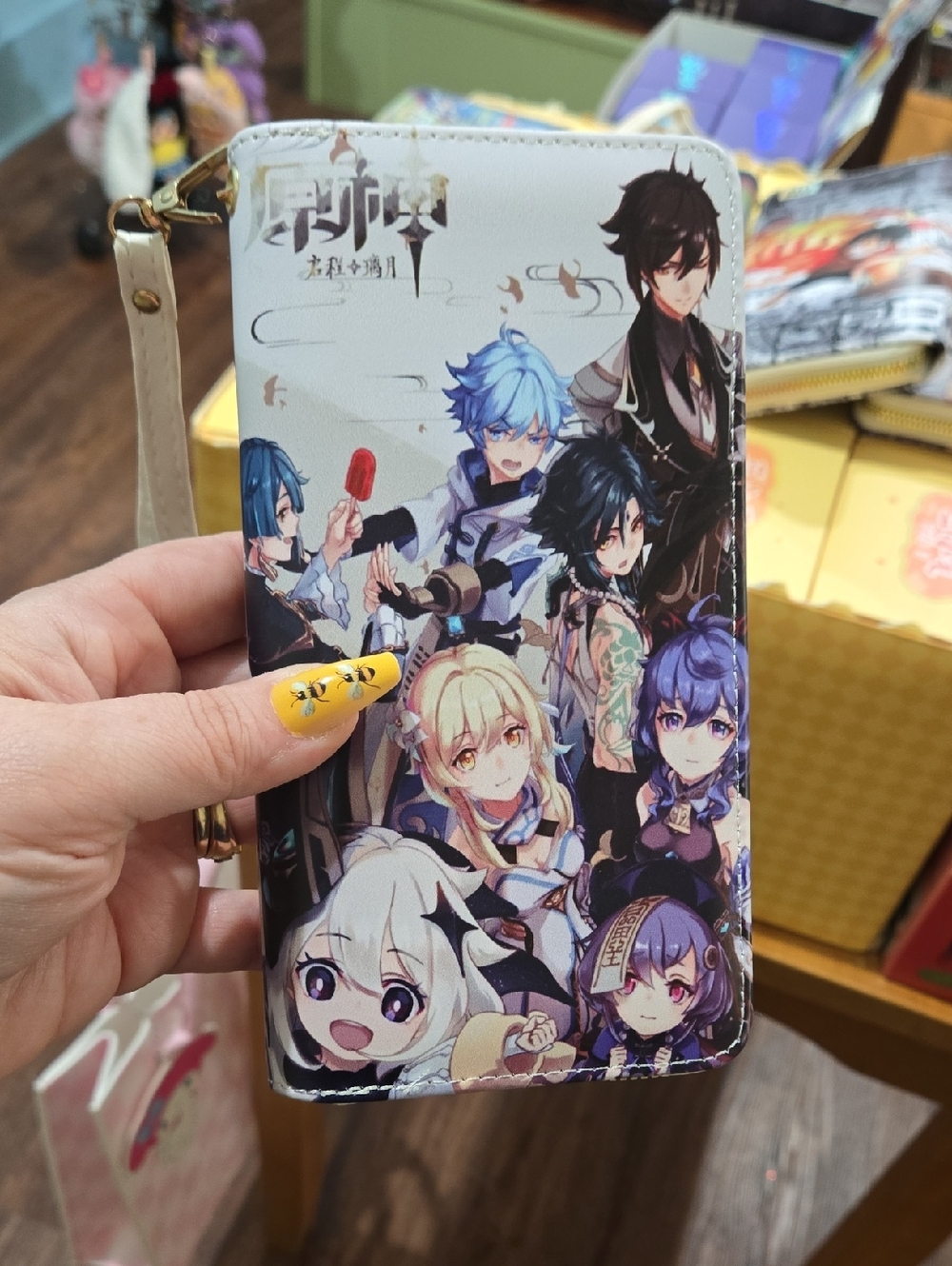 Anime Character Print Wristlet Wallet - White/Multi